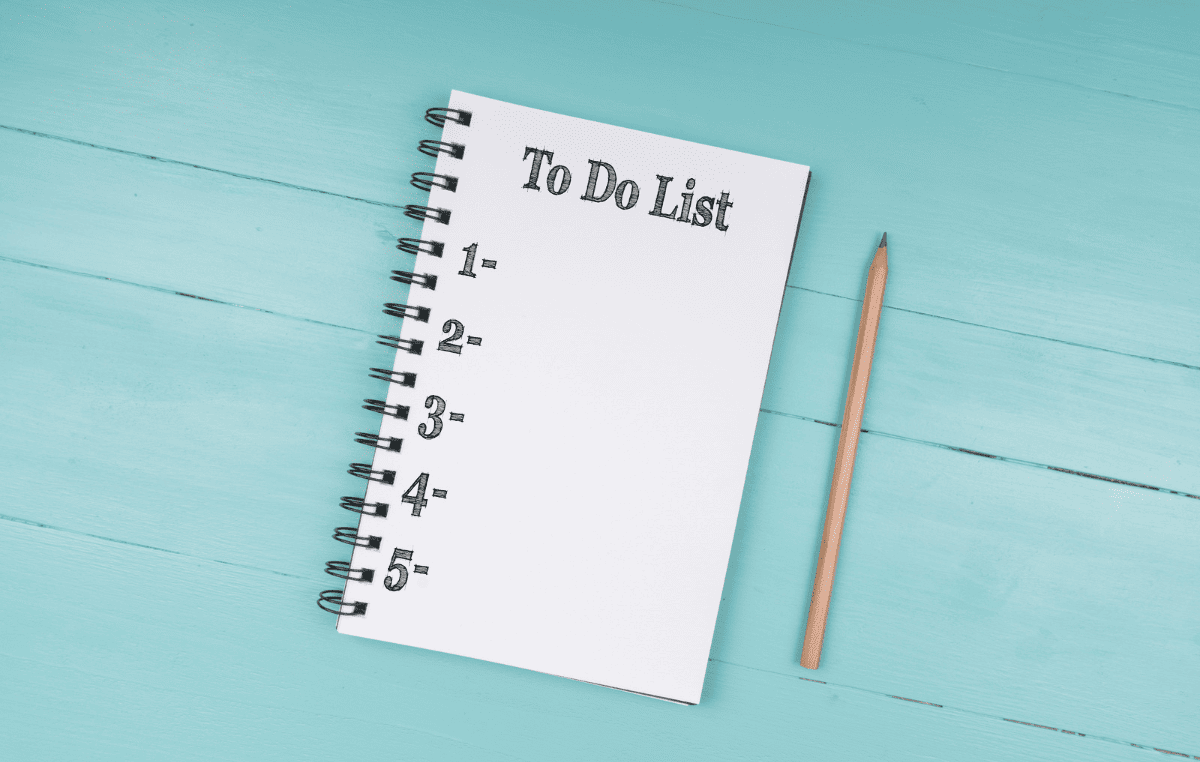 A notebook with a to-do list